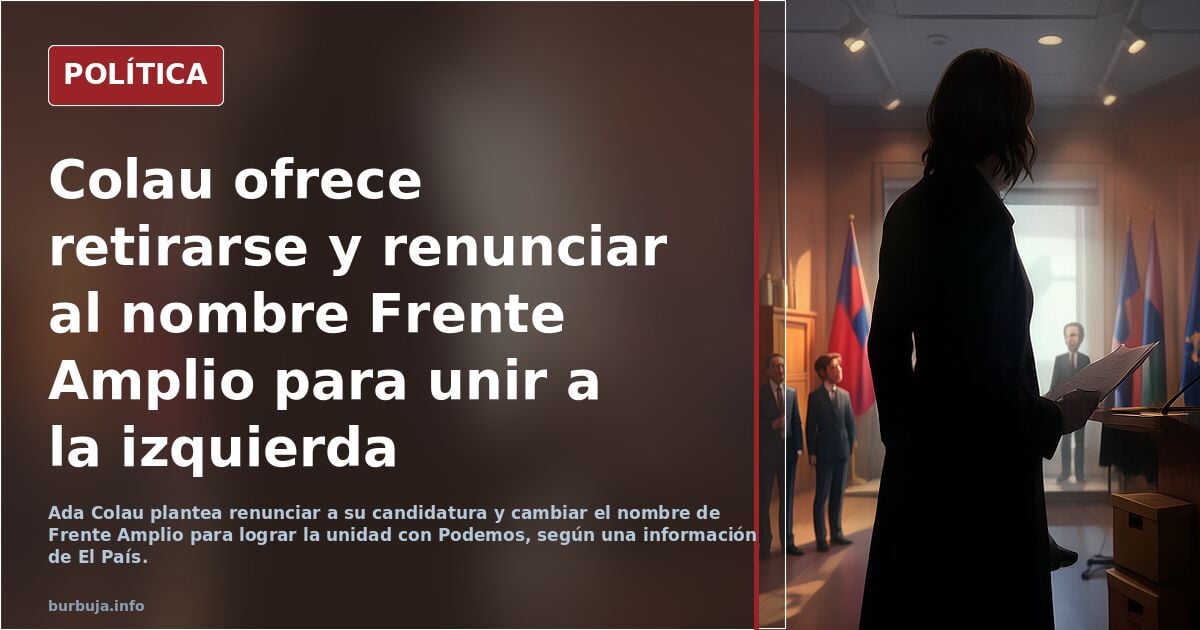 Colau ofrece renunciar a su candidatura y cambiar el nombre de Frente Amplio para lograr la unidad con Podemos