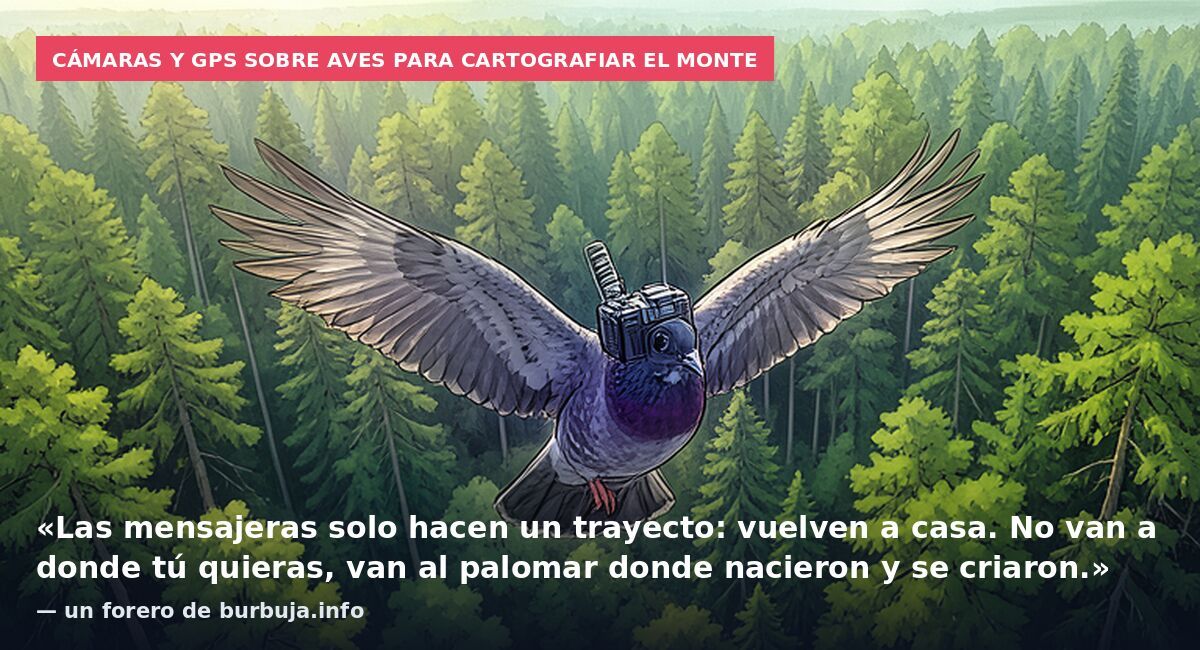 Cámaras y GPS sobre aves para cartografiar el monte: «Las mensajeras solo hacen un trayecto: vuelven a casa. No van a donde tú quieras, van al palomar donde nacieron y se criaron.» — un forero de burbuja.info
