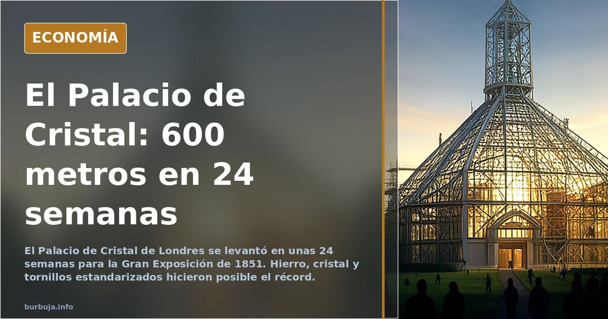El edificio más grande de la historia (hasta "hace poco") el Palacio de Cristal de Londres 600 m x 150 aprox de construyó en 24 semanas