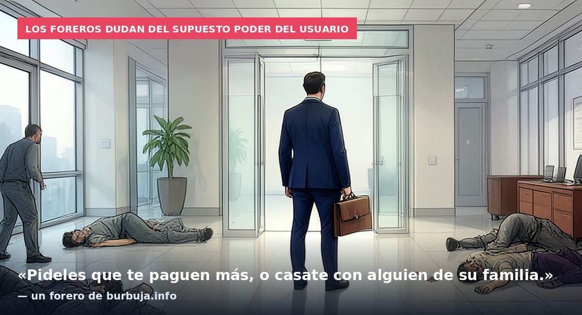 Los foreros dudan del supuesto poder del usuario: «Pideles que te paguen más, o casate con alguien de su familia.» — un forero de burbuja.info