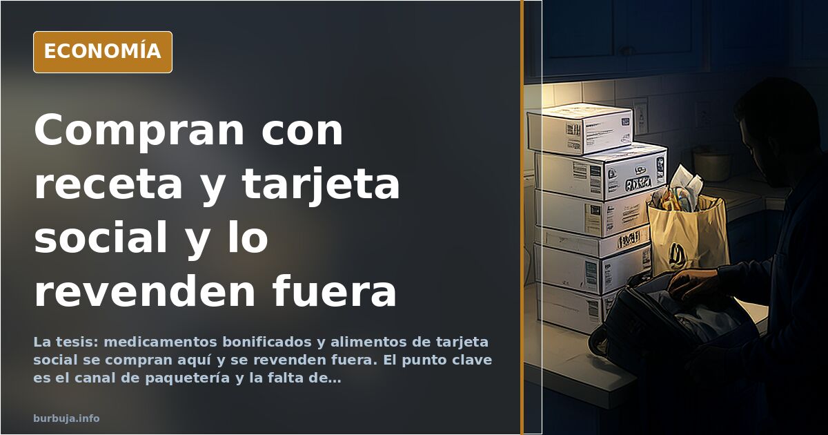 Ilustración editorial de cajas de medicamentos y alimentos apiladas junto a un mostrador de envío de paquetería en tonos azul