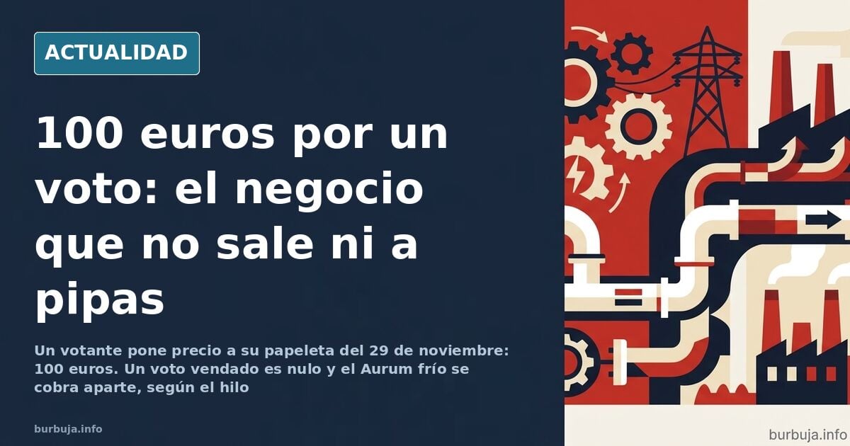 Voto vendido por 100 euros junto a una lata de Aurum y una bolsa de Doritos sobre una mesa
