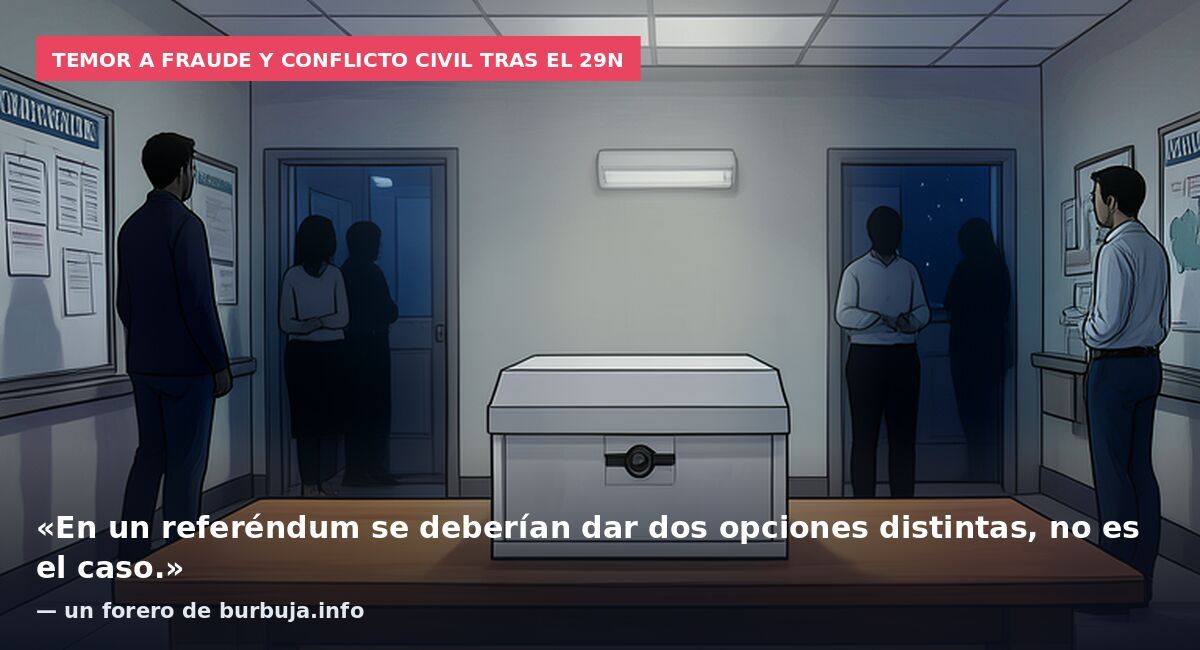 Temor a fraude y conflicto civil tras el 29N: «En un referéndum se deberían dar dos opciones distintas, no es el caso.» — un forero de burbuja.info