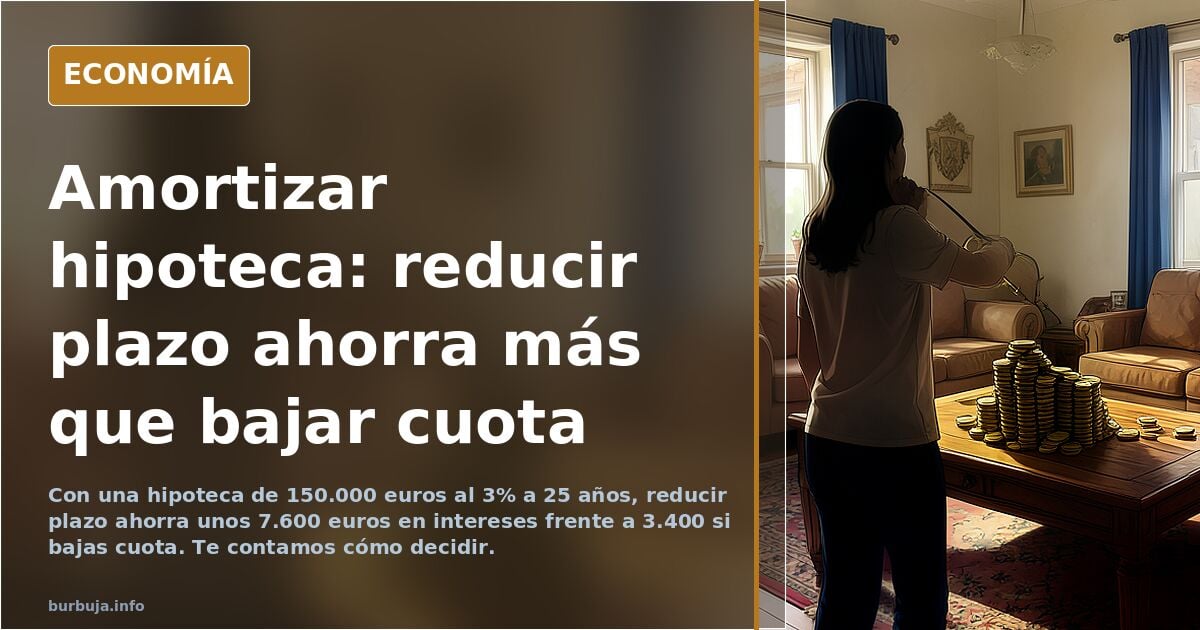Amortizar hipoteca por adelantado: reducir cuota o plazo, qué te ahorra más