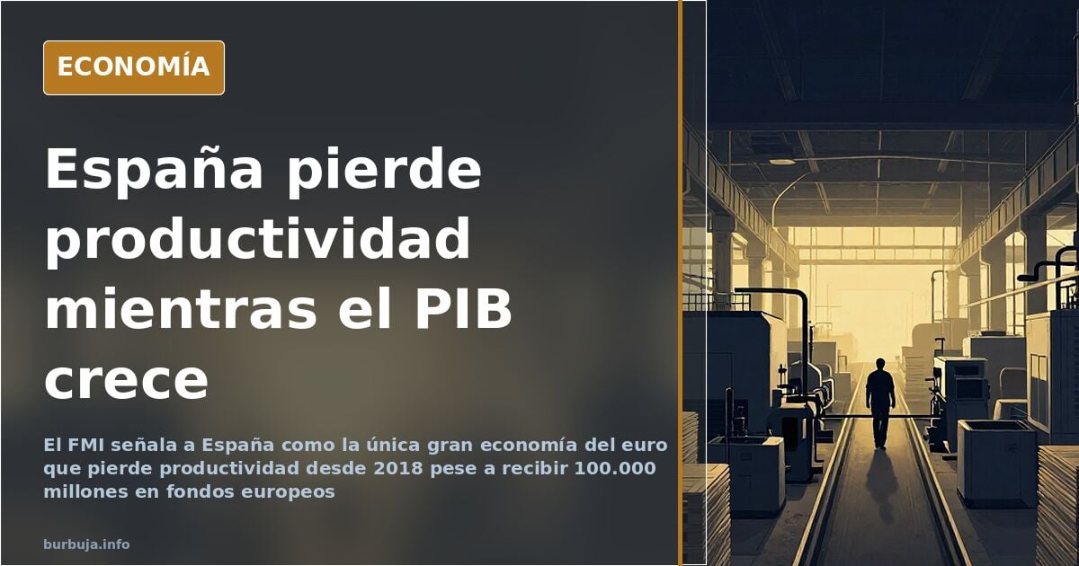 El FMI señala a España como única gran economía del euro que pierde productividad desde 2018