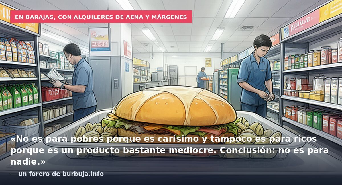 En Barajas, con alquileres de AENA y márgenes: «No es para pobres porque es carísimo y tampoco es para ricos porque es un producto bastante mediocre. Conclusión: no es para nadie.» — un forero de burbuja.info