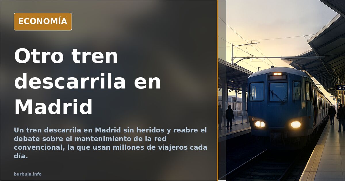 Vías de tren convencional en España con señales de desgaste y falta de mantenimiento junto a una estación de cercanías