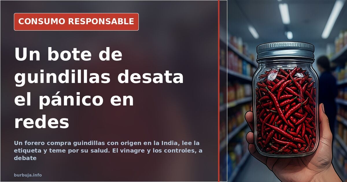 Bote de guindillas en vinagre sobre una mesa de cocina junto a un plato de fabes con almejas