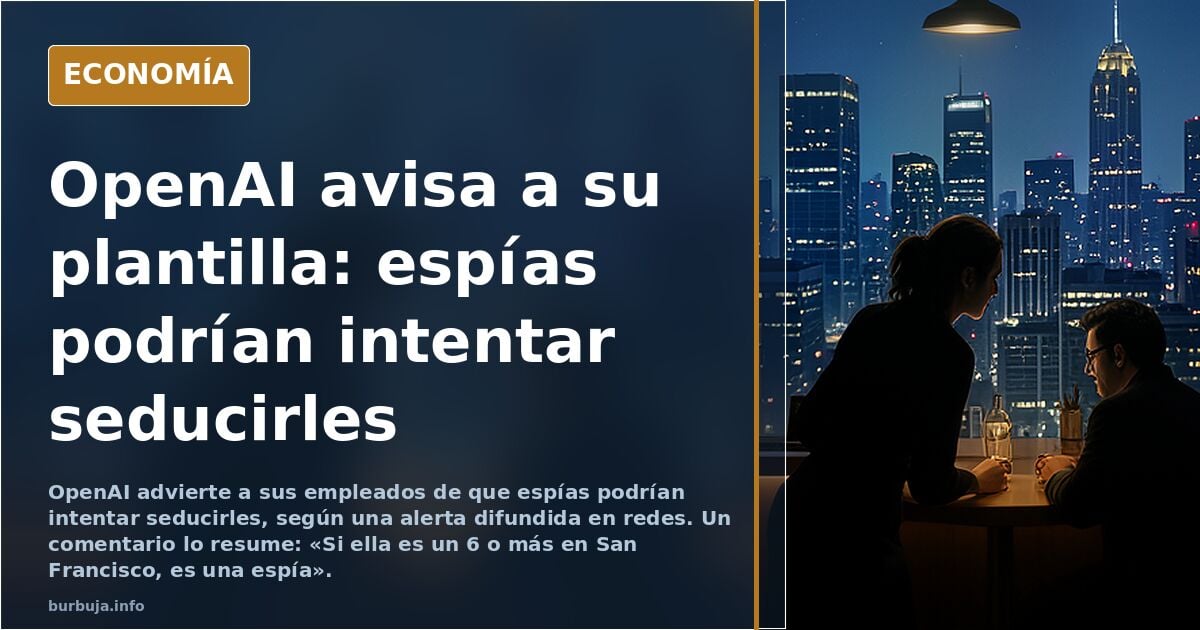 OpenAI advierte a sus empleados que espías podrían estar intentando seducirlos; las mujeres podrían no estar con ellos por su personalidad.