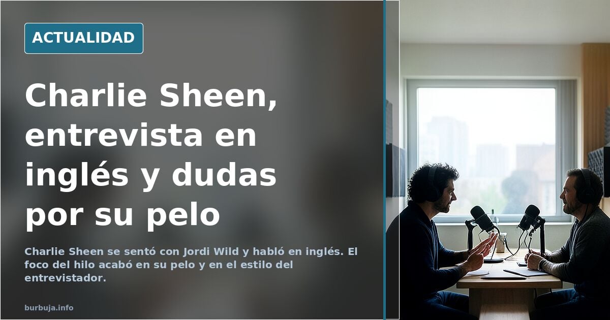 Charlie Sheen durante una entrevista en un plató de YouTube, con plano medio y luz natural