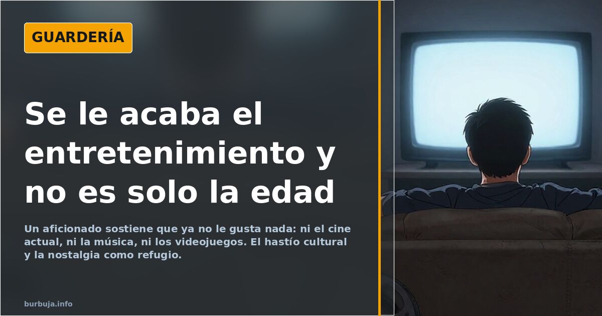 Ilustración de un hombre maduro mirando una pantalla con gesto de hastío cultural y entretenimiento