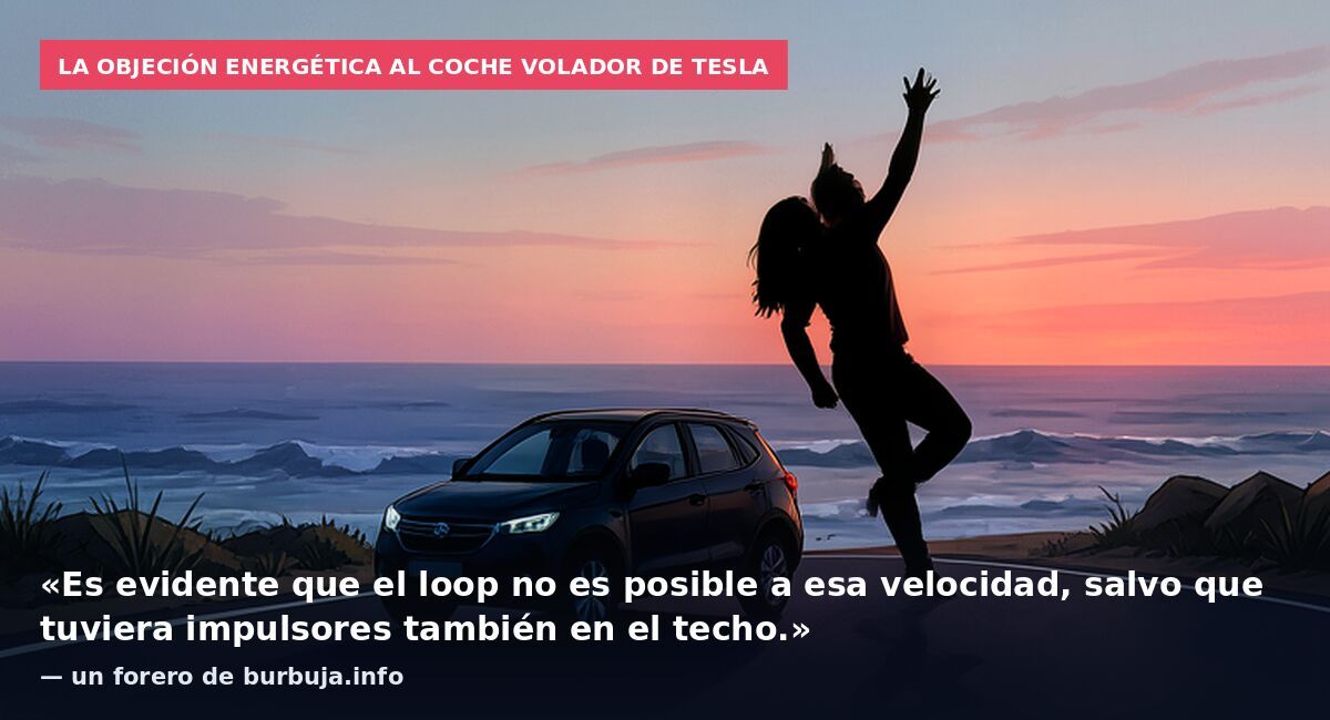La objeción energética al coche volador de Tesla: «Es evidente que el loop no es posible a esa velocidad, salvo que tuviera impulsores también en el techo.» — un forero de burbuja.info