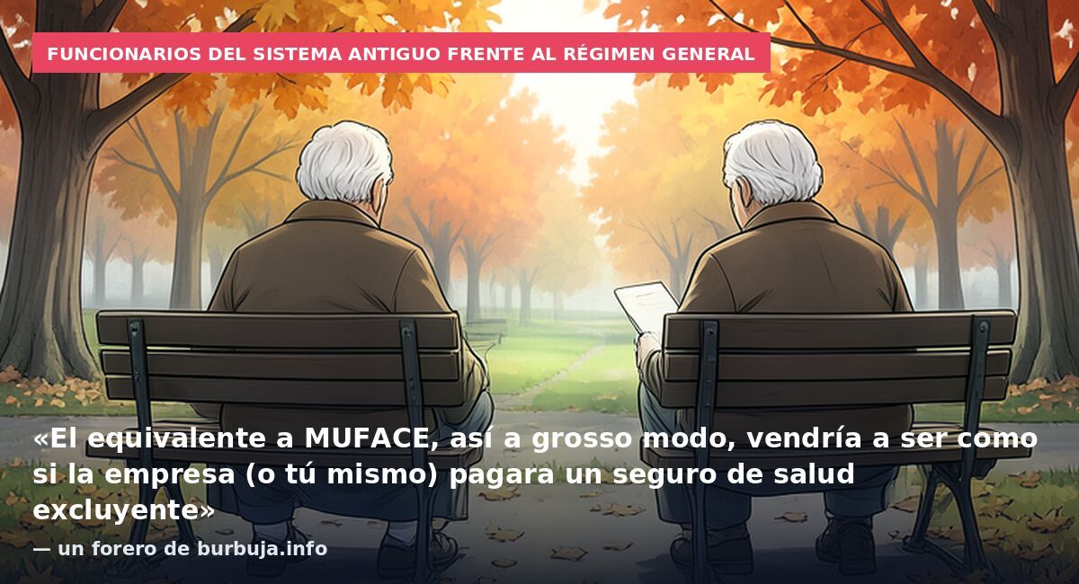 Funcionarios del sistema antiguo frente al Régimen General: «El equivalente a MUFACE, así a grosso modo, vendría a ser como si la empresa (o tú mismo) pagara un seguro de salud excluyente» — un forero de burbuja.info