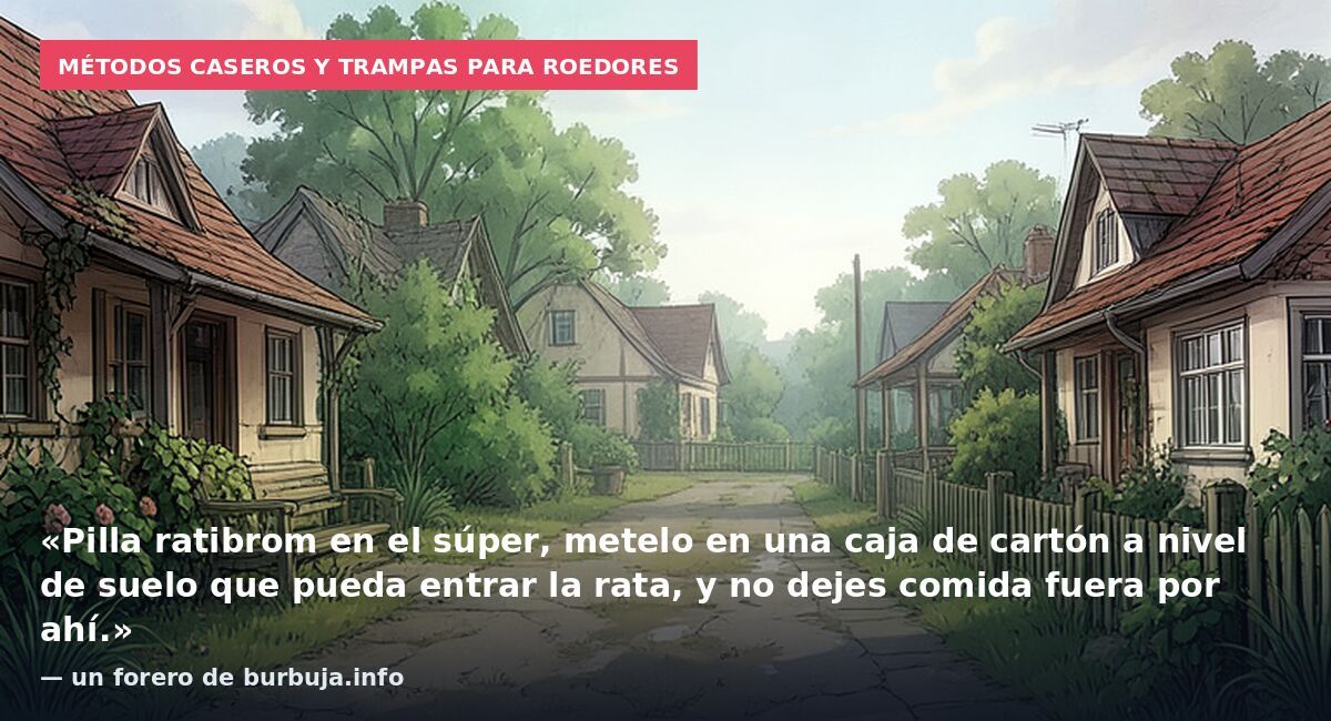 Métodos caseros y trampas para roedores: «Pilla ratibrom en el súper, metelo en una caja de cartón a nivel de suelo que pueda entrar la rata, y no dejes comida fuera por ahí.» — un forero de burbuja.info