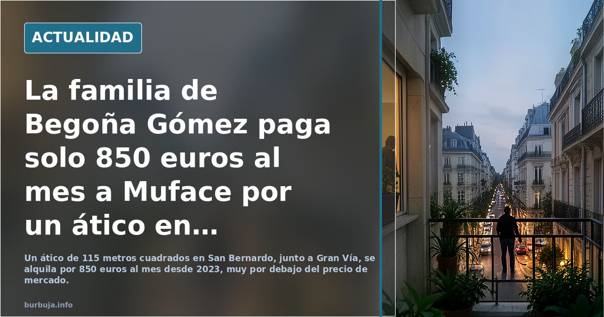 La familia de Begoña Gómez paga solo 850 euros al mes a Muface por un ático en el Centro de Madrid.