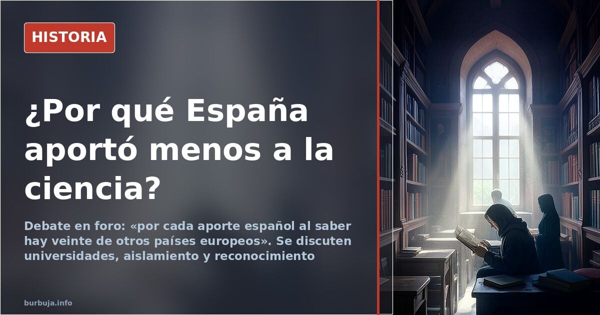 Ilustración sobre la brecha científica española frente a Europa con libros, probetas y un mapa antiguo