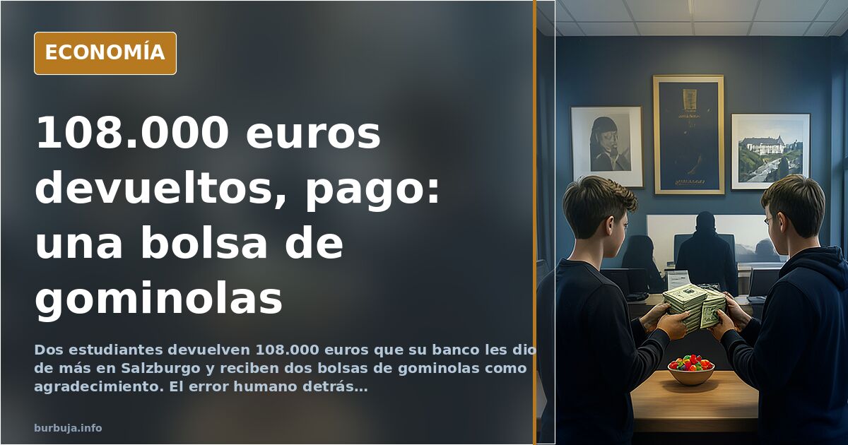Devolvió 108.000 euros de más y le dieron gominolas