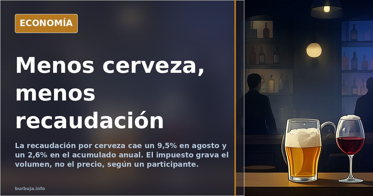 Hacienda recauda un 9,5% menos por el impuesto a la cerveza en agosto