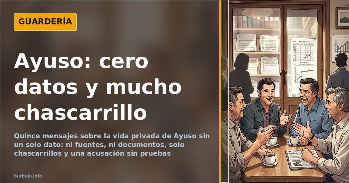 Ilustración de un corrillo de tertulia que especula sobre la vida privada de una dirigente política en Madrid