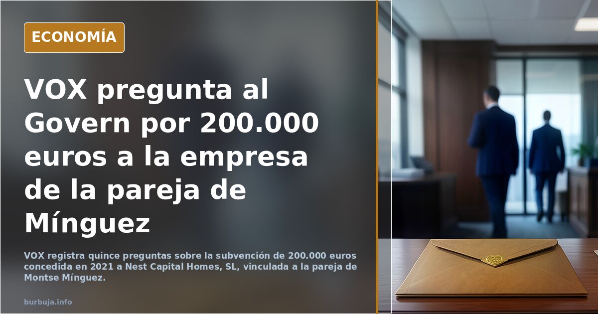 VOX lanza una ofensiva en Cataluña para exigir explicaciones al Govern por la subvención de 200.000 euros a la empresa de la pareja de Montse Mínguez.