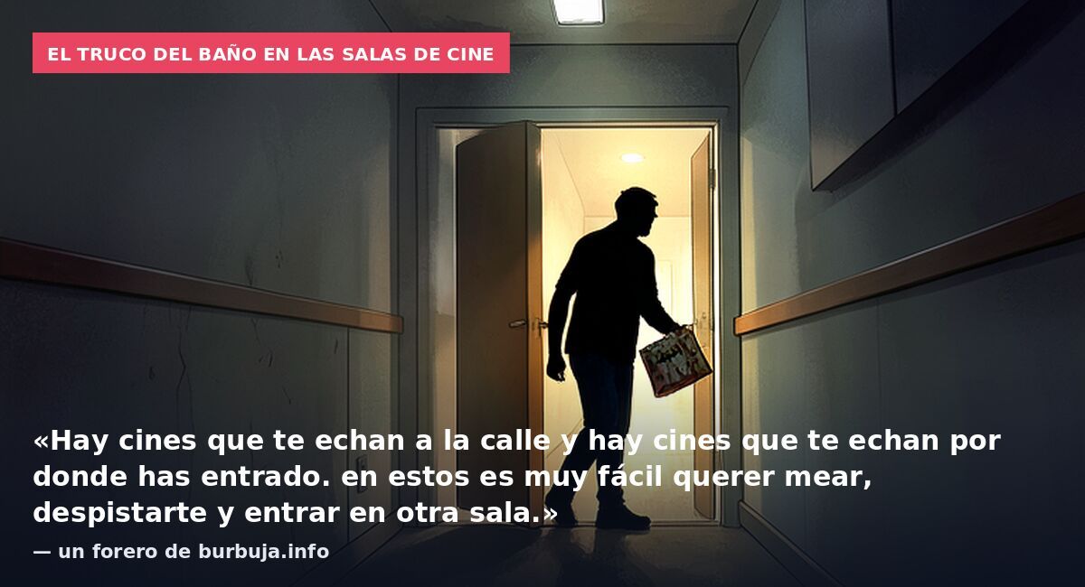 El truco del baño en las salas de cine: «Hay cines que te echan a la calle y hay cines que te echan por donde has entrado. en estos es muy fácil querer mear, despistarte y entrar en otra sala.» — un forero de burbuja.info