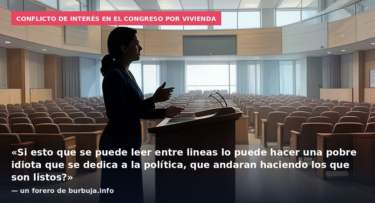 Conflicto de interés en el Congreso por vivienda: «Si esto que se puede leer entre lineas lo puede hacer una pobre idiota que se dedica a la política, que andaran haciendo los que son listos?» — un forero de burbuja.info