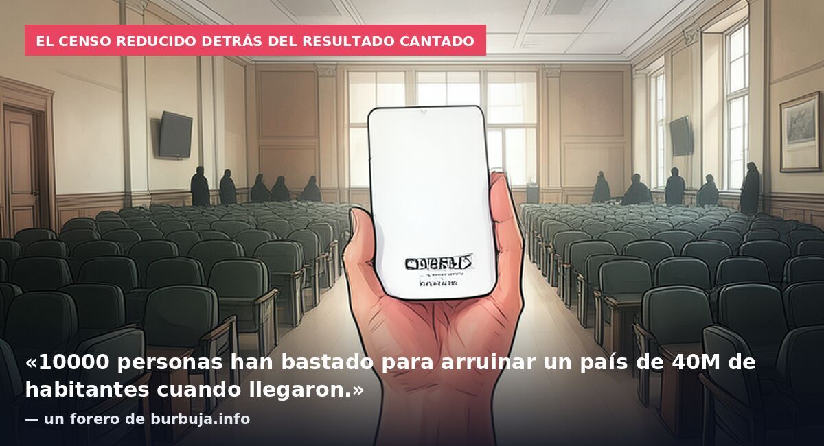 El censo reducido detrás del resultado cantado: «10000 personas han bastado para arruinar un país de 40M de habitantes cuando llegaron.» — un forero de burbuja.info