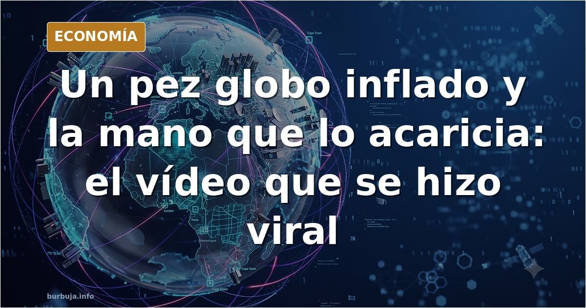 Hombre acariciando peces globo.