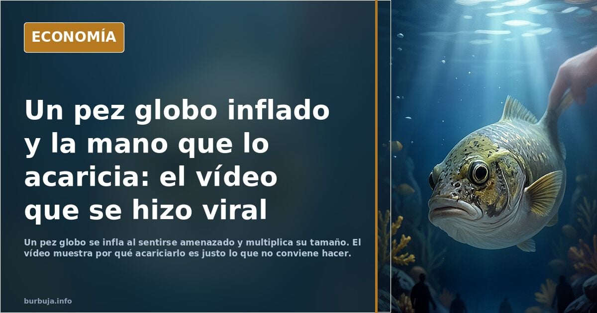 Hombre acariciando peces globo.