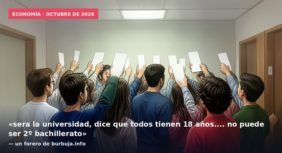 Economía · octubre de 2026: «sera la universidad, dice que todos tienen 18 años.... no puede ser 2º bachillerato» — un forero de burbuja.info