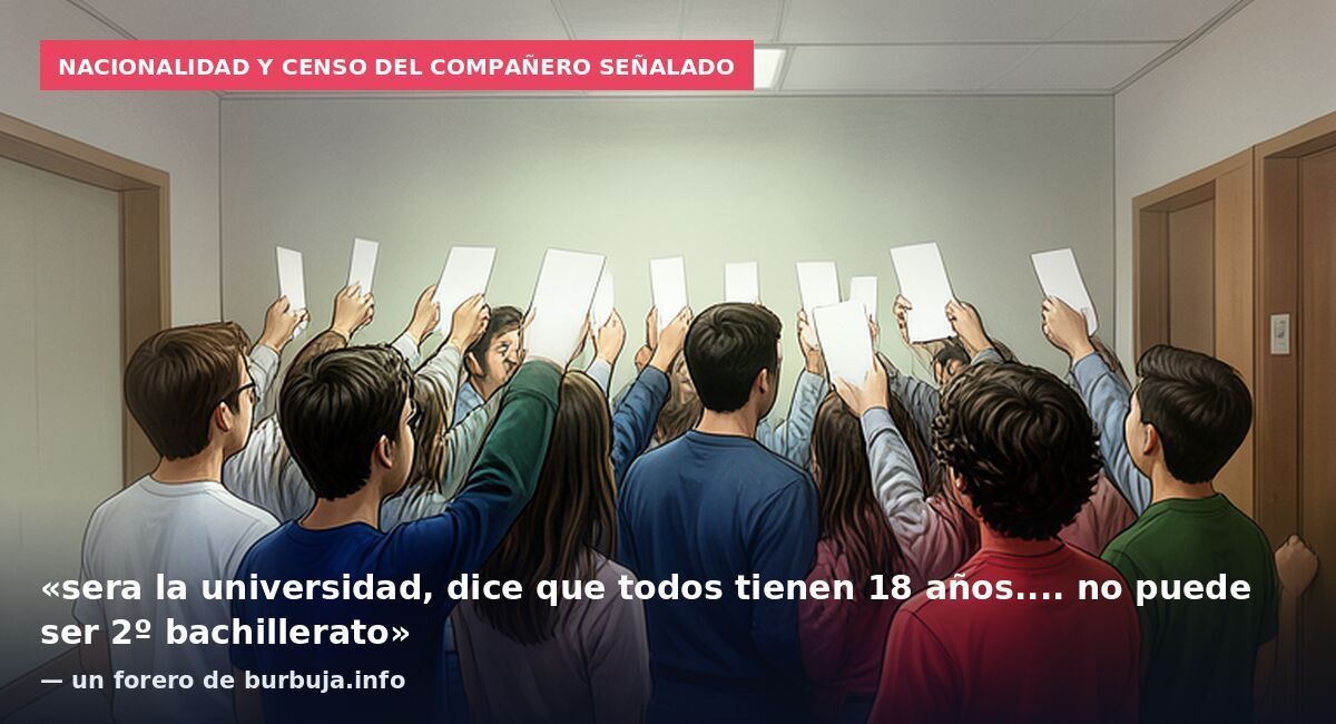 Nacionalidad y censo del compañero señalado: «sera la universidad, dice que todos tienen 18 años.... no puede ser 2º bachillerato» — un forero de burbuja.info