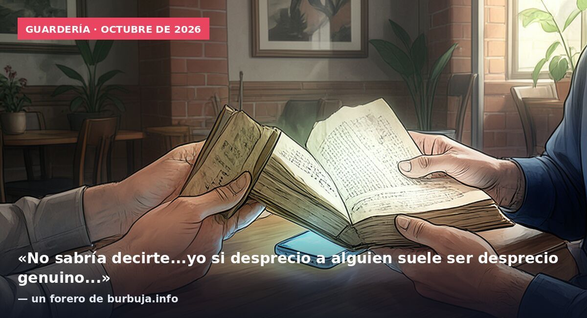 Guardería · octubre de 2026: «No sabría decirte...yo si desprecio a alguien suele ser desprecio genuino...» — un forero de burbuja.info