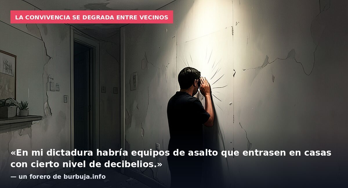 La convivencia se degrada entre vecinos: «En mi dictadura habría equipos de asalto que entrasen en casas con cierto nivel de decibelios.» — un forero de burbuja.info