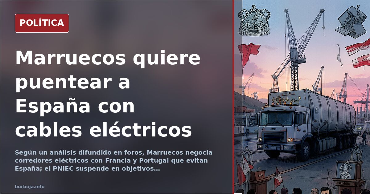 Mapa de interconexiones eléctricas submarinas entre Marruecos, Francia y Portugal que evitan el territorio español