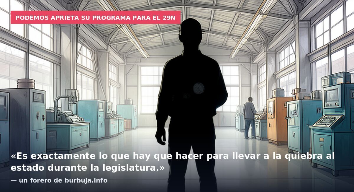 Podemos aprieta su programa para el 29N: «Es exactamente lo que hay que hacer para llevar a la quiebra al estado durante la legislatura.» — un forero de burbuja.info