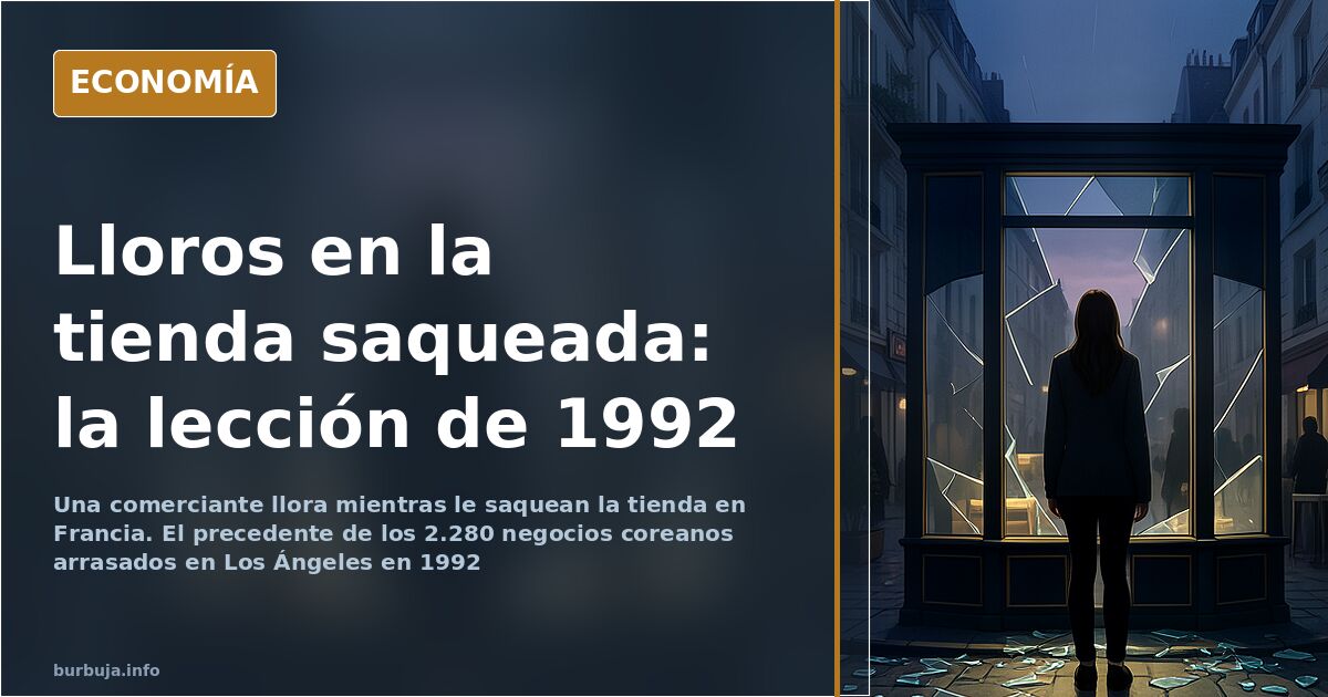Comerciante al otro lado del cristal de su tienda, revuelta tras el saqueo, en el vídeo difundido en redes