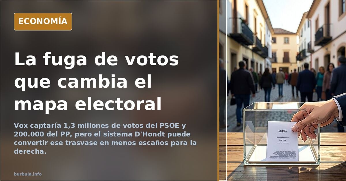 Vox could take 1.3 million votes from Spain's PSOE and 200,000 from the PP