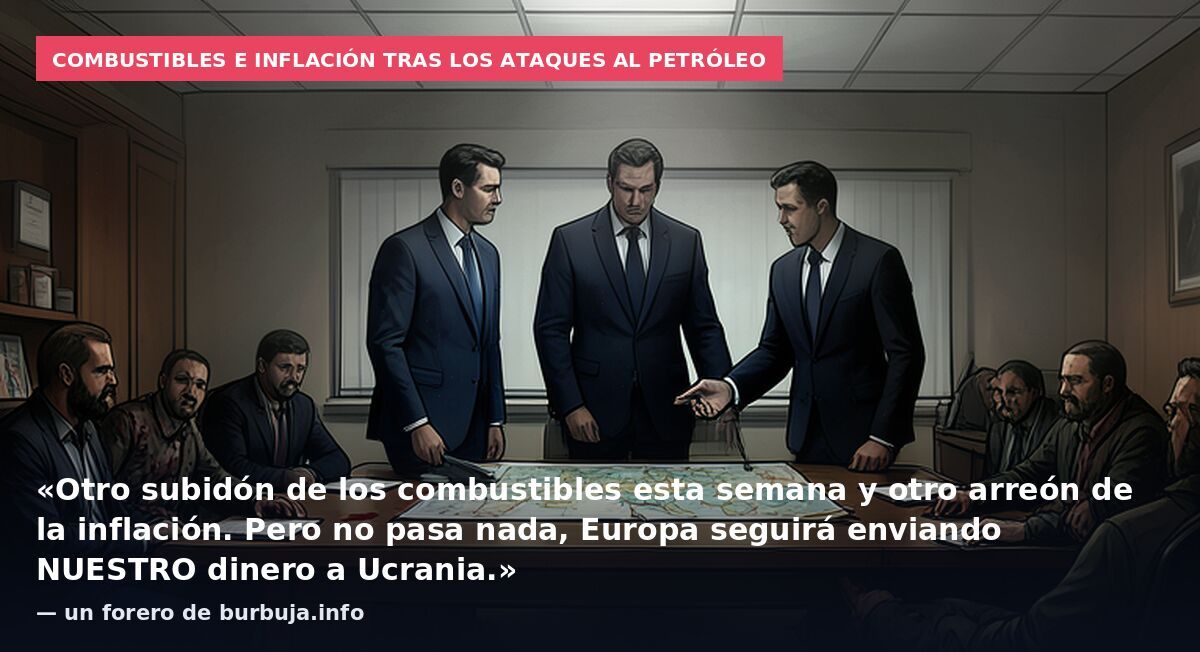 Combustibles e inflación tras los ataques al petróleo: «Otro subidón de los combustibles esta semana y otro arreón de la inflación. Pero no pasa nada, Europa seguirá enviando NUESTRO dinero a Ucrania.» — un forero de burbuja.info