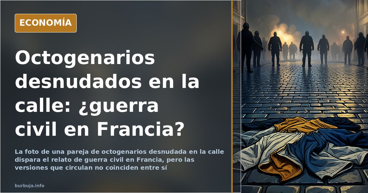 Ilustración editorial de una calle francesa con dos siluetas mayores y una pantalla que muestra una imagen digital distorsion