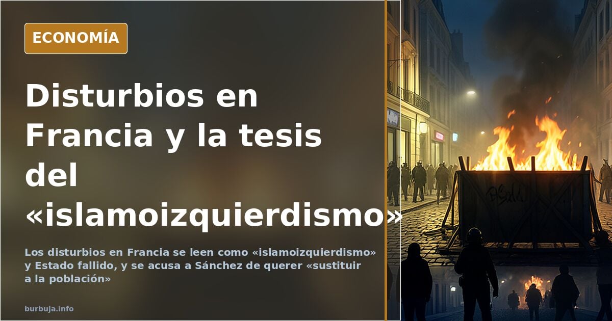 Calle francesa con comercios dañados y destrozos tras los disturbios, con agentes de policía en primer plano