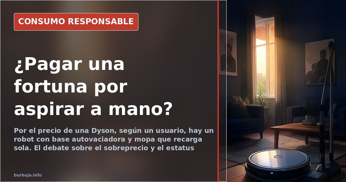 Aspiradora de escoba de gama alta junto a un robot aspirador con base de autovaciado en el suelo de una vivienda