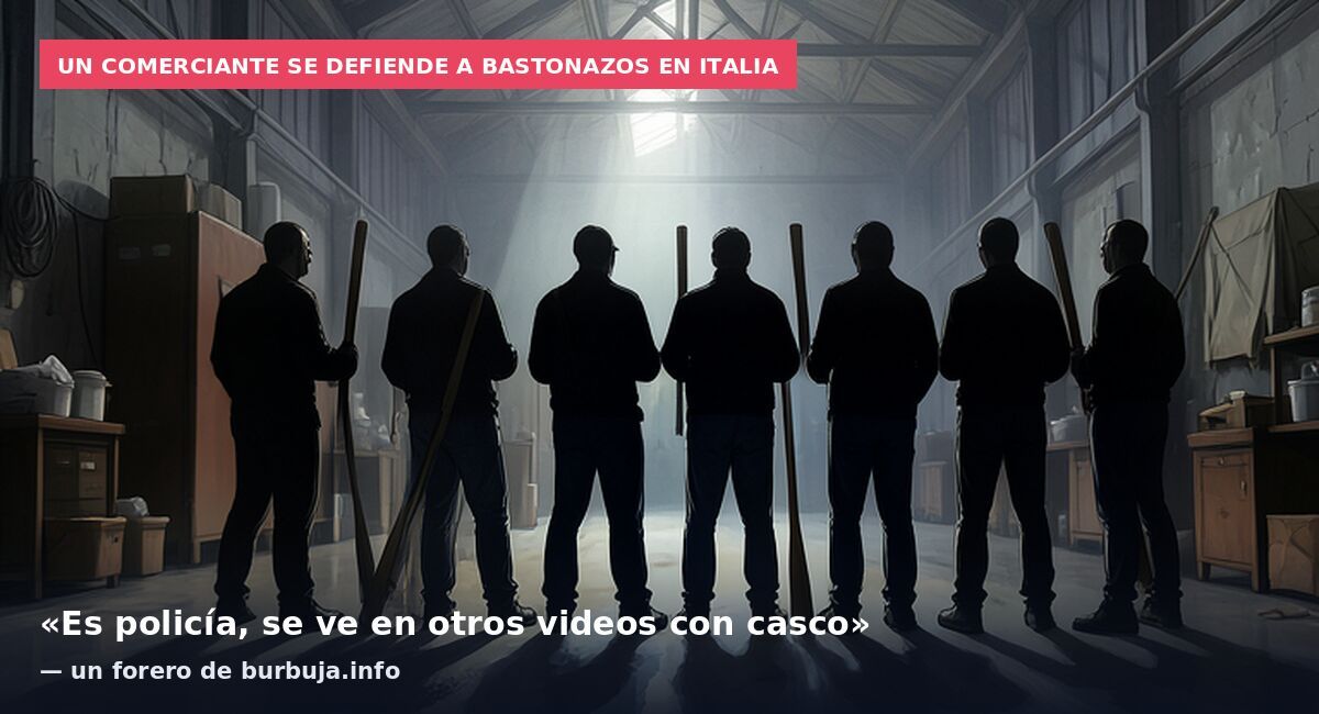 Un comerciante se defiende a bastonazos en Italia: «Es policía, se ve en otros videos con casco» — un forero de burbuja.info