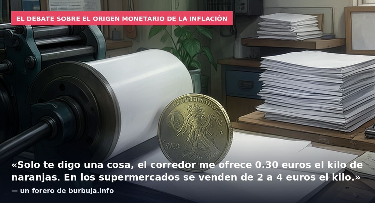 El debate sobre el origen monetario de la inflación: «Solo te digo una cosa, el corredor me ofrece 0.30 euros el kilo de naranjas. En los supermercados se venden de 2 a 4 euros el kilo.» — un forero de burbuja.info