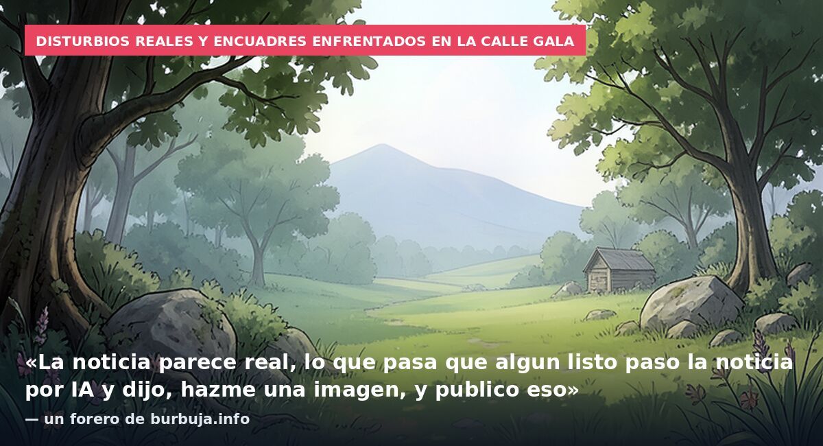 Disturbios reales y encuadres enfrentados en la calle gala: «La noticia parece real, lo que pasa que algun listo paso la noticia por IA y dijo, hazme una imagen, y publico eso» — un forero de burbuja.info