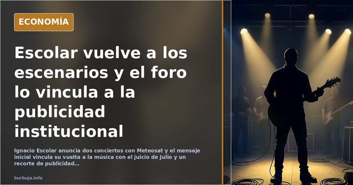 Ilustración editorial de un escenario con micrófono y dos fechas de concierto, 27 de noviembre y 18 de diciembre, en azul mar