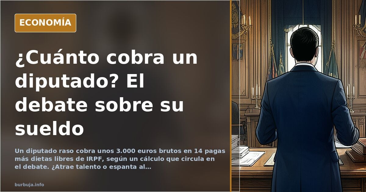 Ilustración editorial de un hemiciclo vacío con escaños y papeles, símbolo del sueldo de los diputados en España