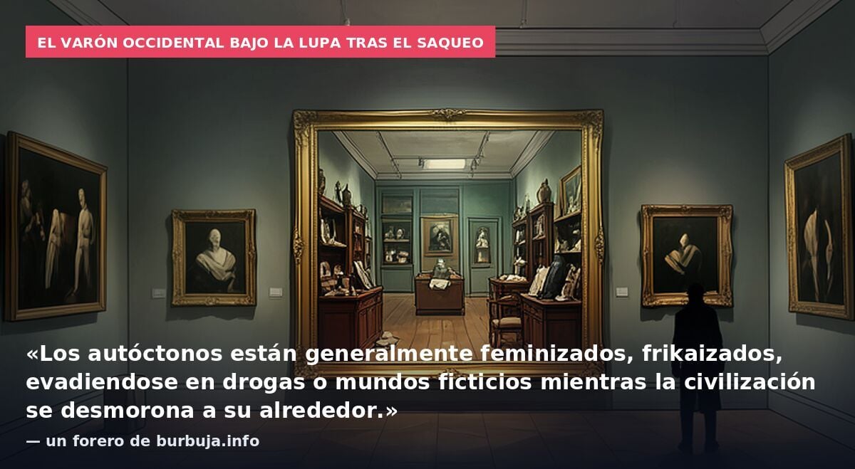 La foto del año. Un hombre defendiendo su tienda ante los invasores en Francia. Oleo sobre lienzo.