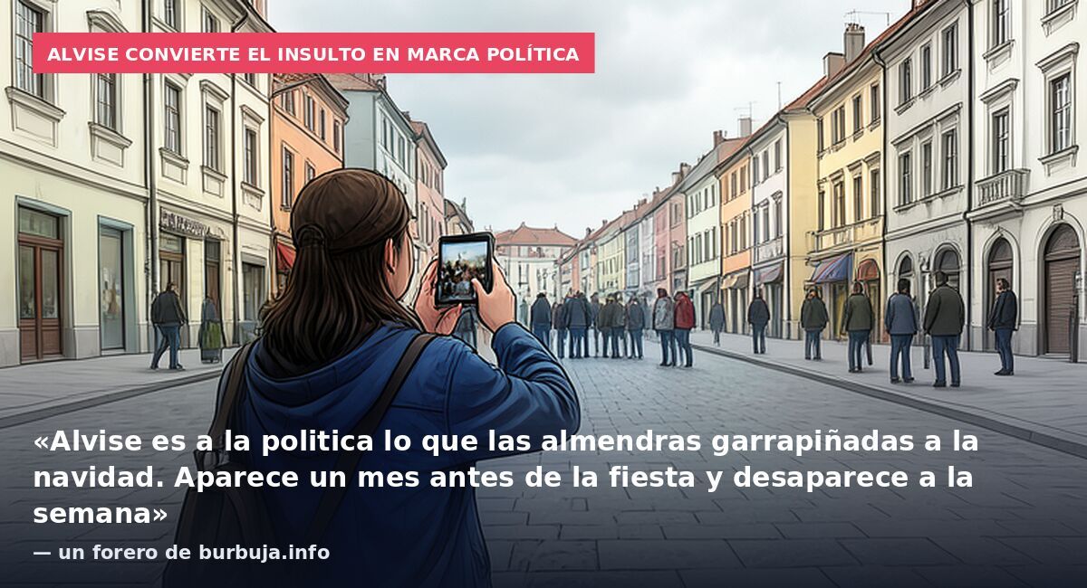Alvise convierte el insulto en marca política: «Alvise es a la politica lo que las almendras garrapiñadas a la navidad. Aparece un mes antes de la fiesta y desaparece a la semana» — un forero de burbuja.info