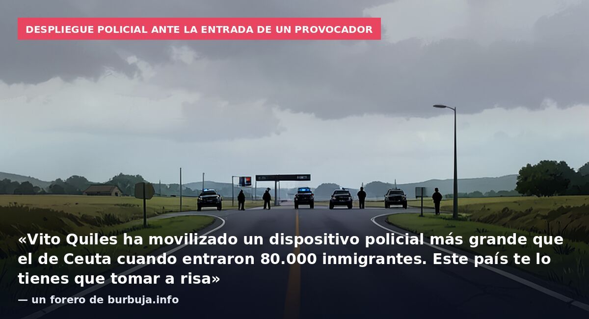 Despliegue policial ante la entrada de un provocador: «Vito Quiles ha movilizado un dispositivo policial más grande que el de Ceuta cuando entraron 80.000 inmigrantes. Este país te lo tienes que tomar a risa» — un forero de burbuja.info