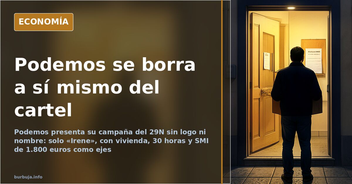 Cartel de campaña electoral con la palabra Irene repetida y el lema Paz, casa y trabajo sobre fondo azul